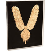 Abstract Gold Leaf Feather Bird Wall Art