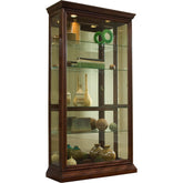 43'' Wide Two Way Sliding Door Curio Display Cabinet in Warm Brown