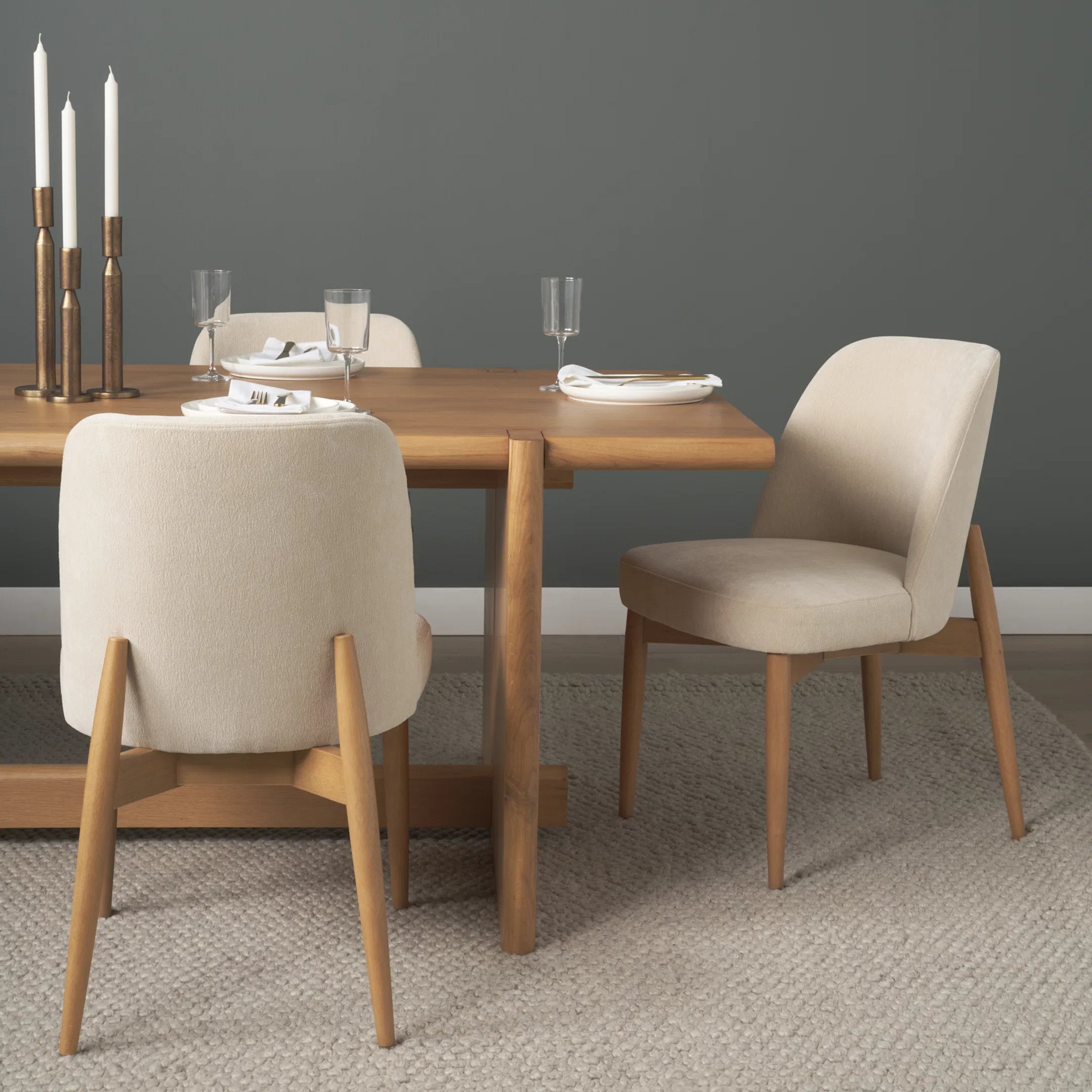 Abbie Curve Fabric Dining Chair (Set of 2)