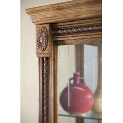 43'' Wide Hardwood Two Way Sliding Door Curio Cabinet in Warm Honey