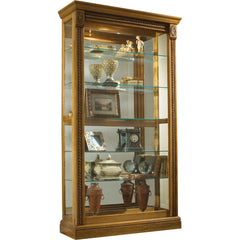 43'' Wide Hardwood Two Way Sliding Door Curio Cabinet in Warm Honey