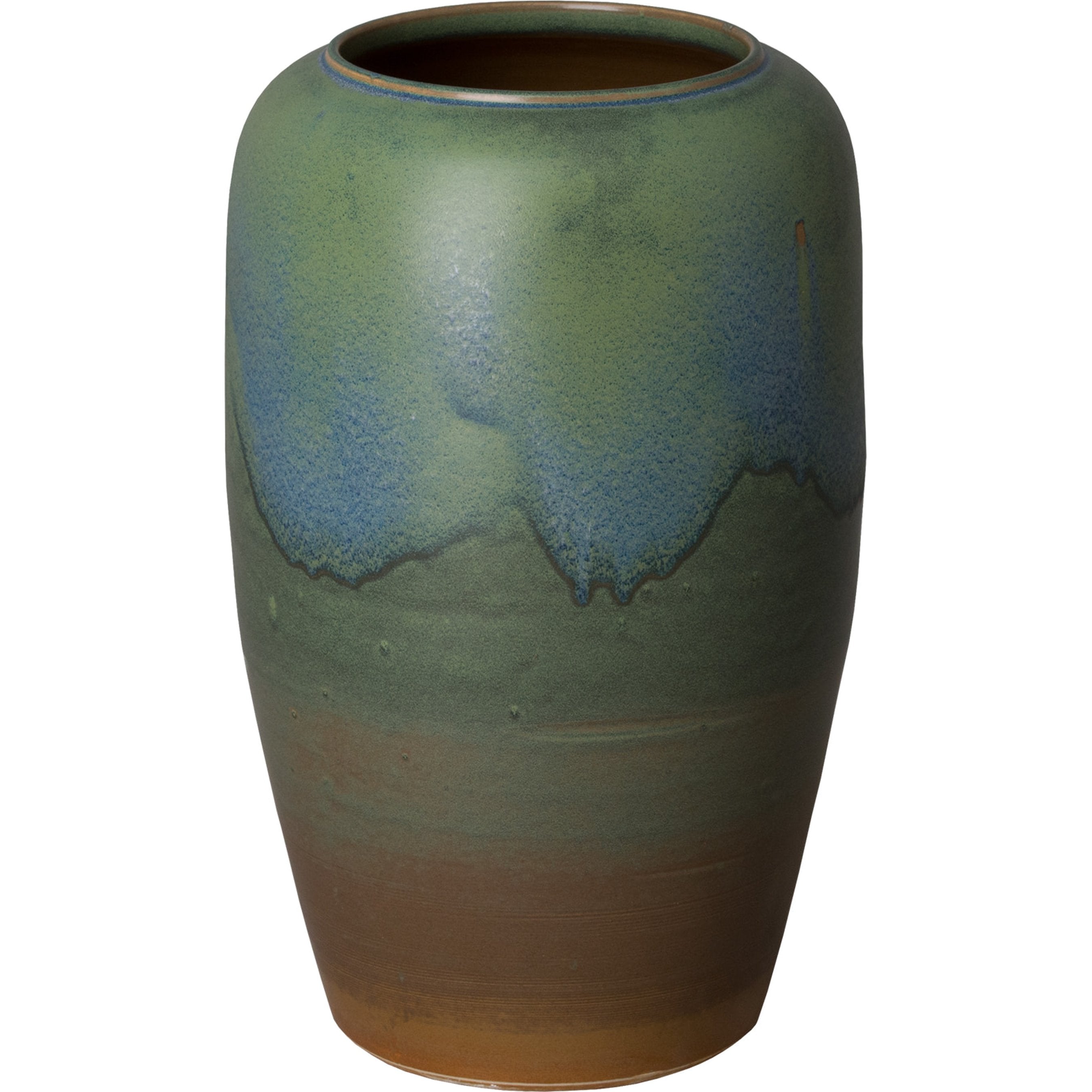 26 in. Tall Indoor/Outdoor Vase in Verdigris Glaze