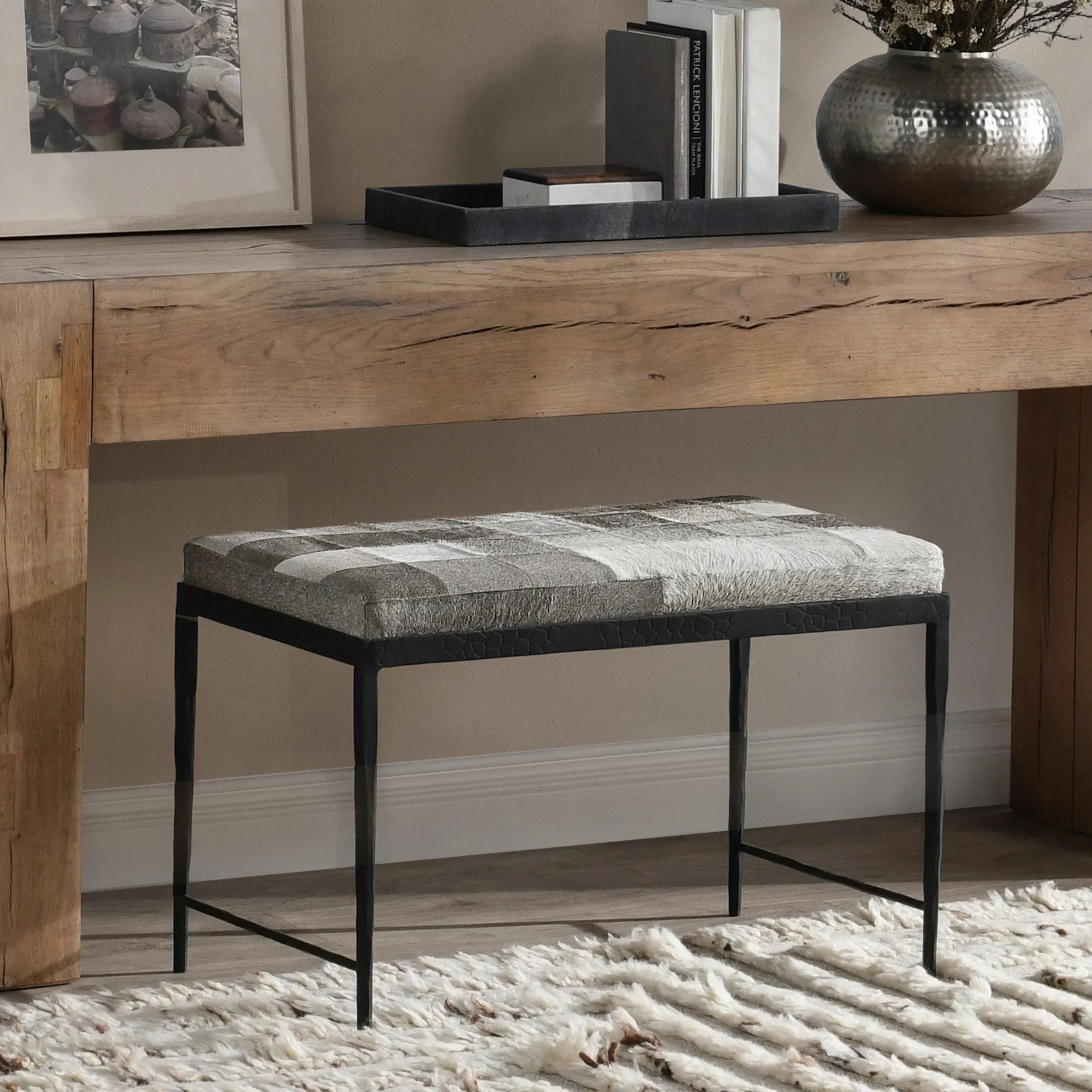 Achen Hair on Hide Bench