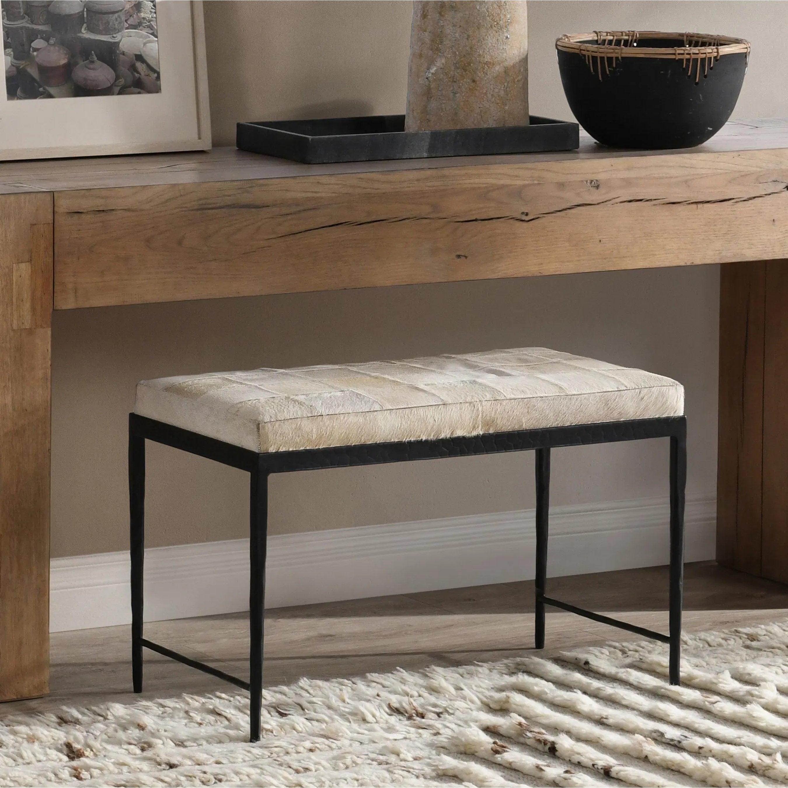 Achen Hair on Hide Bench