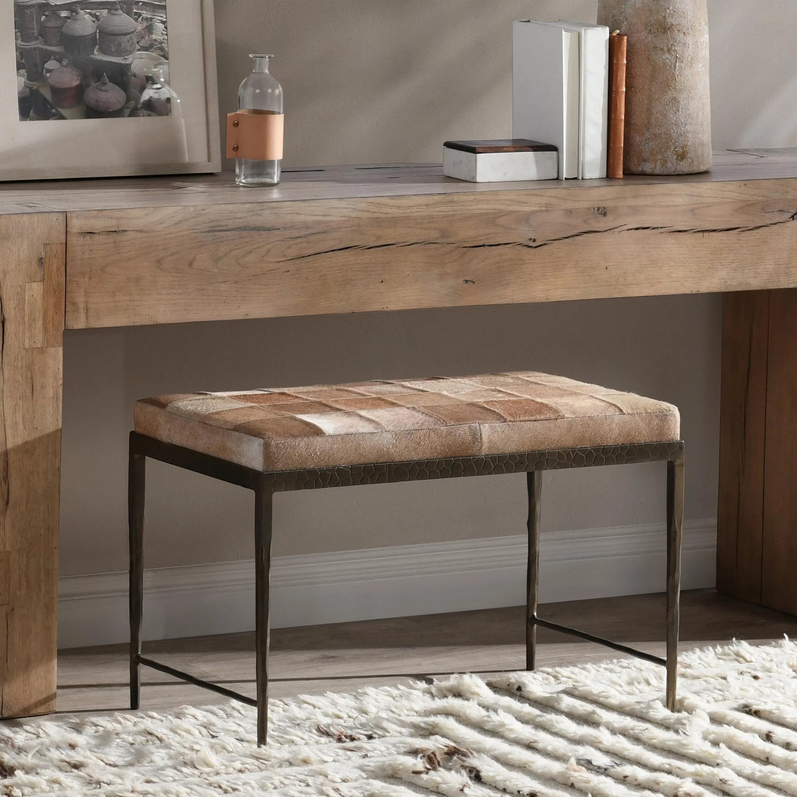 Achen Hair on Hide Bench