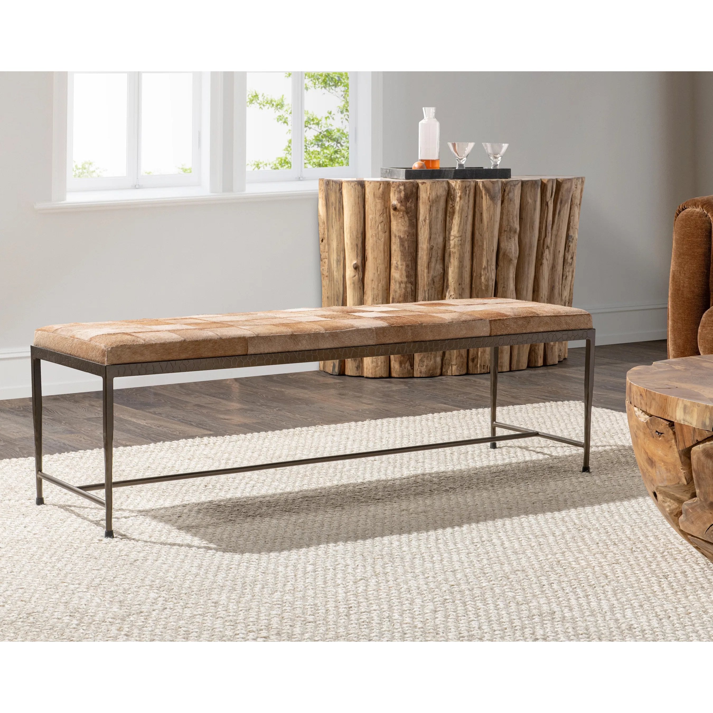 Achen Hair on Hide Bench