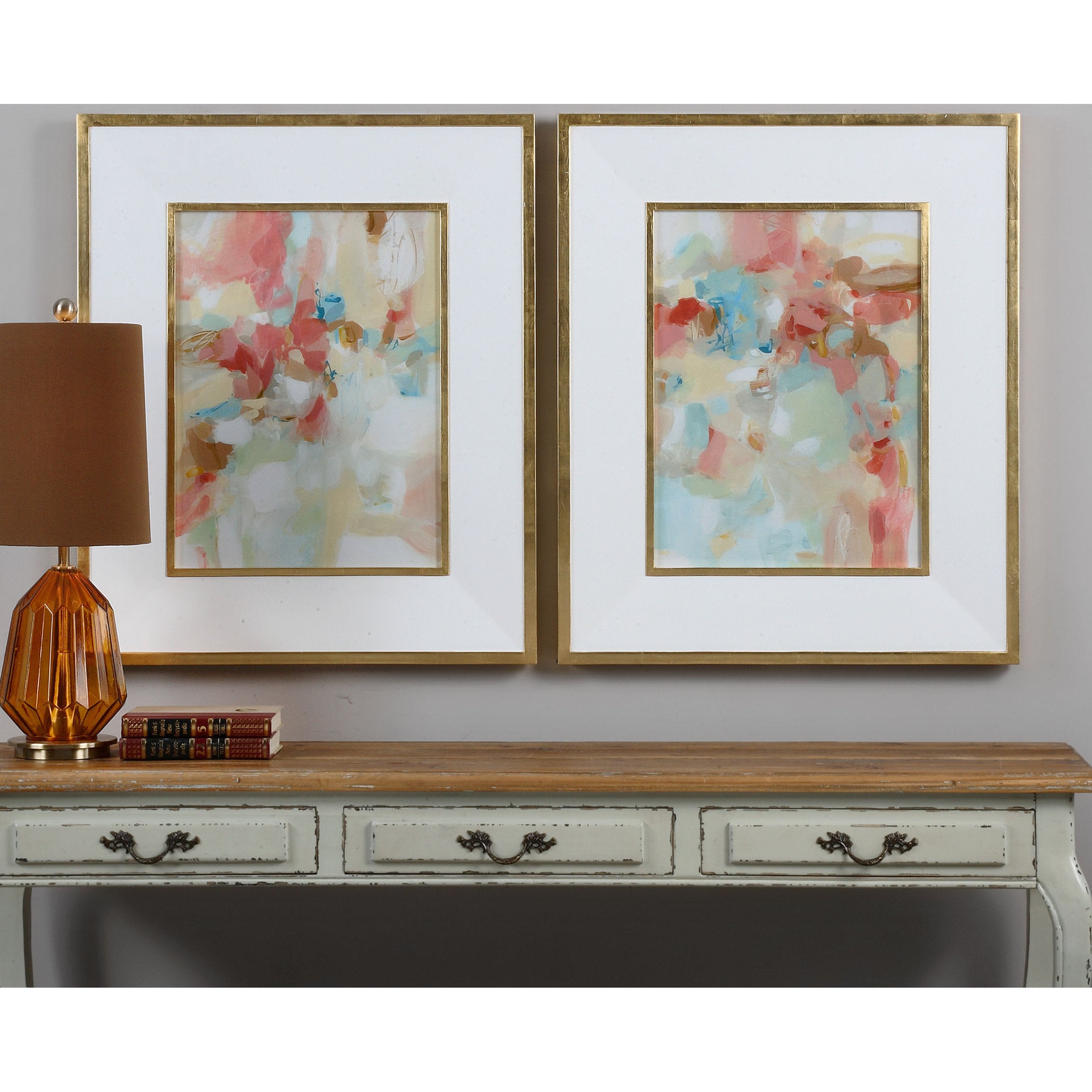A Touch of Blush and Rosewood Fences Art (Set of 2)
