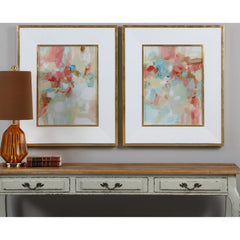 A Touch of Blush and Rosewood Fences Art (Set of 2)