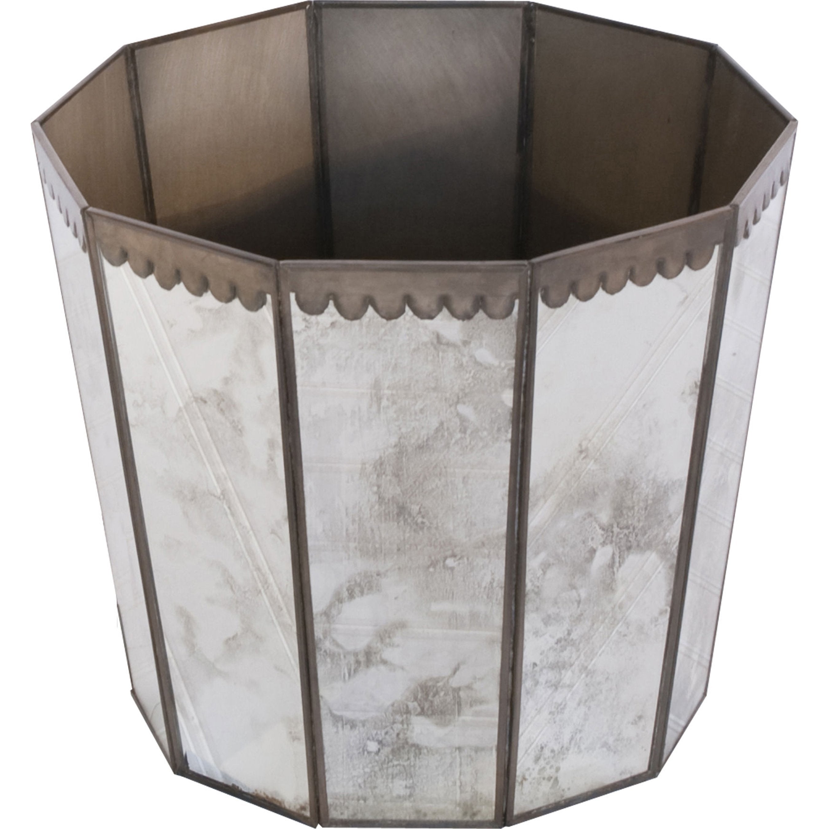 252 Antique Mirror Hex Wastebasket