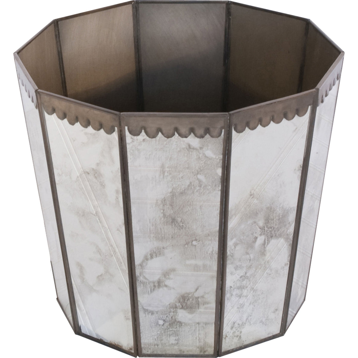 252 Antique Mirror Hex Wastebasket