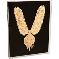 Abstract Gold Leaf Feather Bird Wall Art