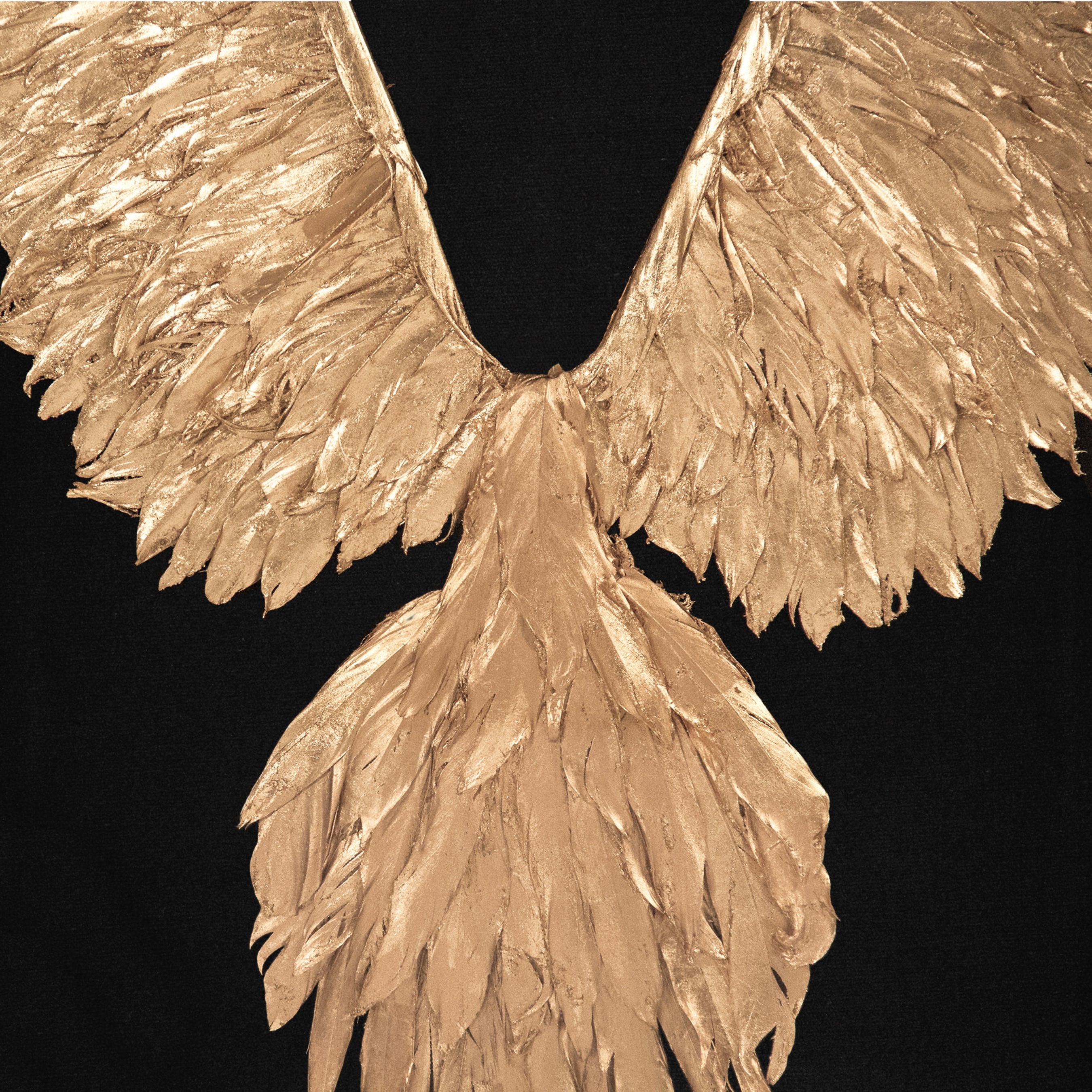 Abstract Gold Leaf Feather Bird Wall Art