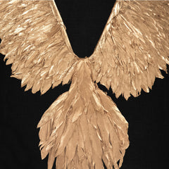 Abstract Gold Leaf Feather Bird Wall Art