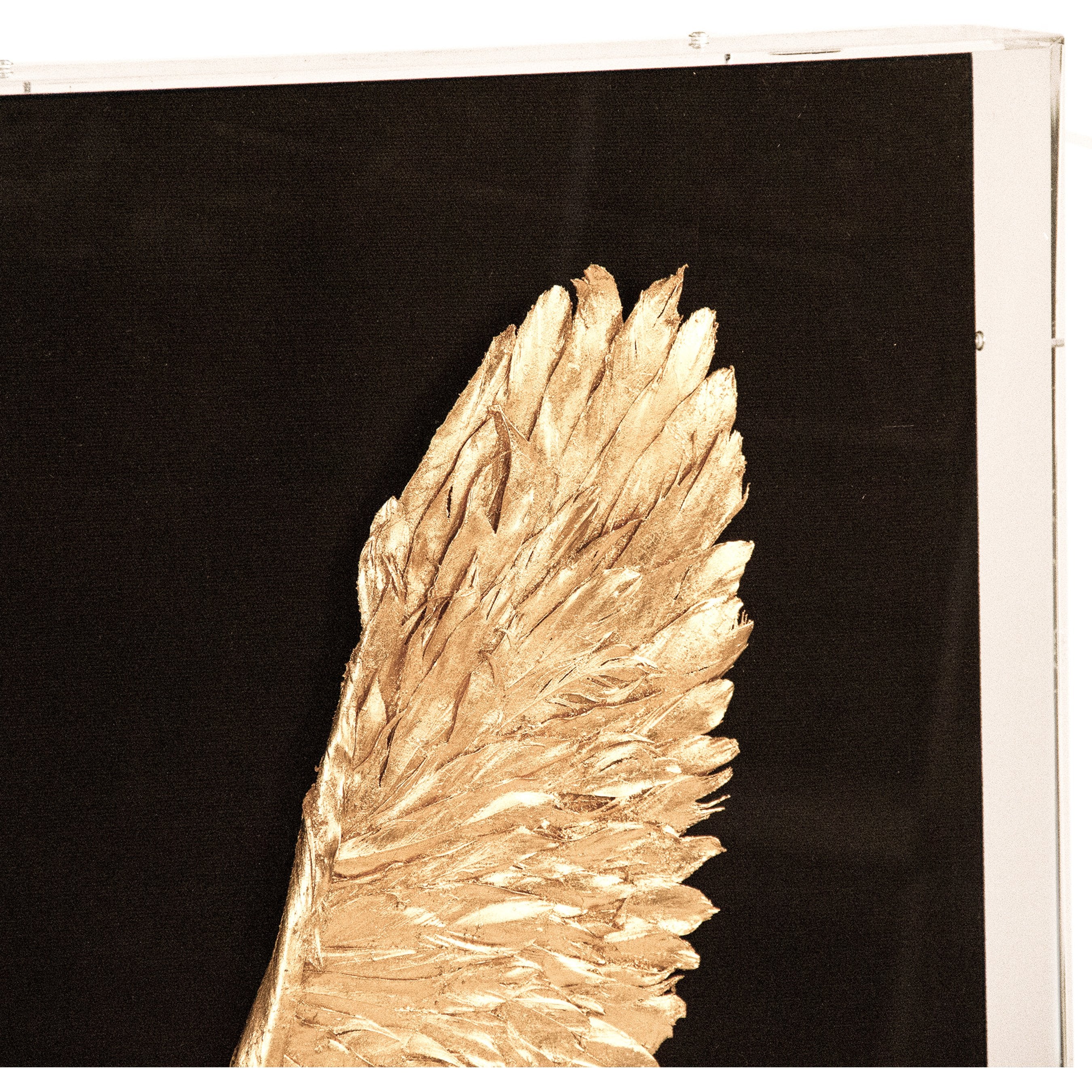 Abstract Gold Leaf Feather Bird Wall Art
