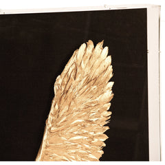 Abstract Gold Leaf Feather Bird Wall Art