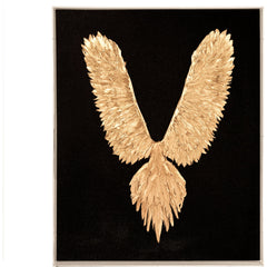 Abstract Gold Leaf Feather Bird Wall Art