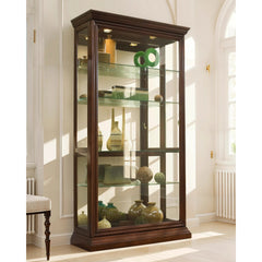 43'' Wide Two Way Sliding Door Curio Display Cabinet in Warm Brown