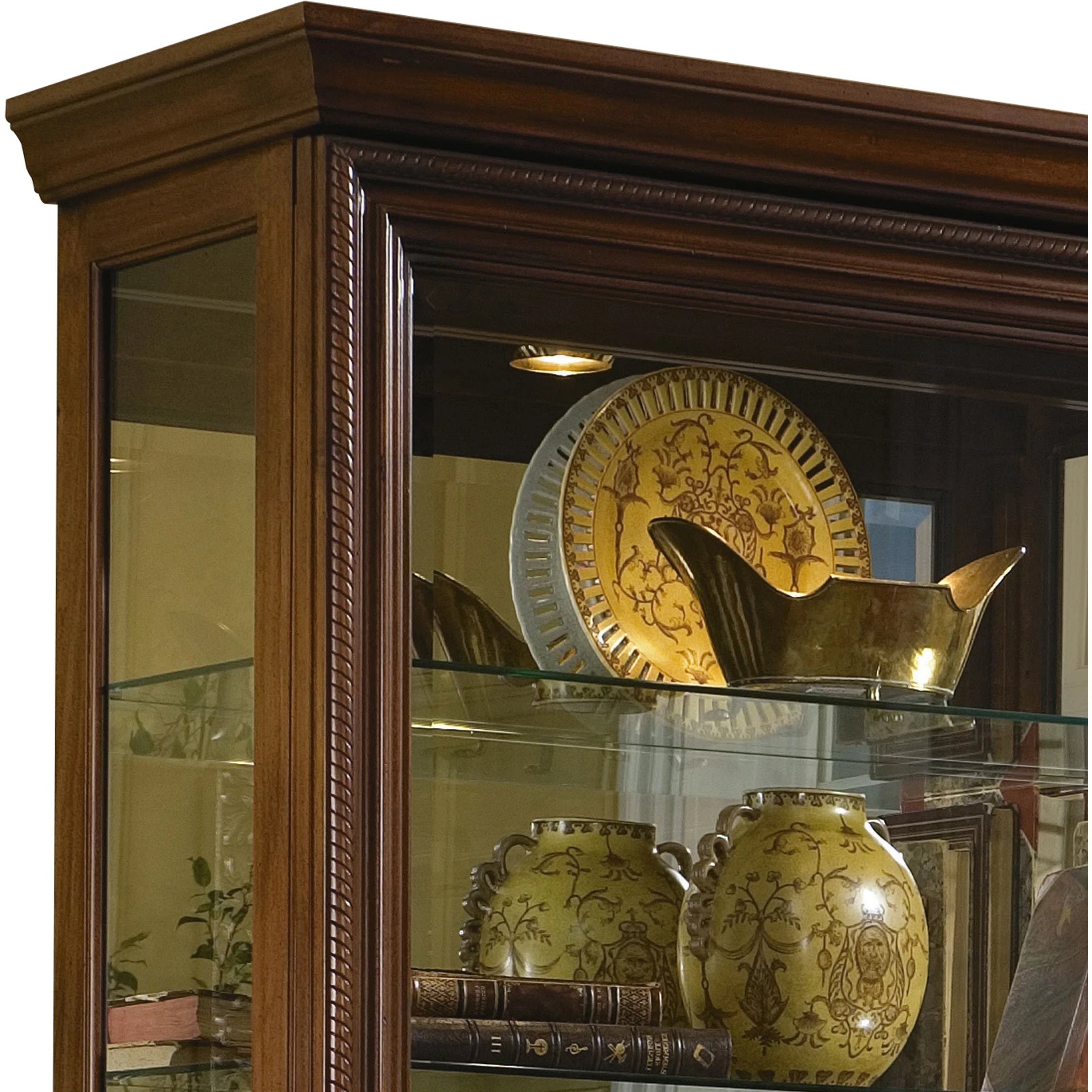 43'' Wide Hardwood Two Way Sliding Door Curio Cabinet in Rich Brown
