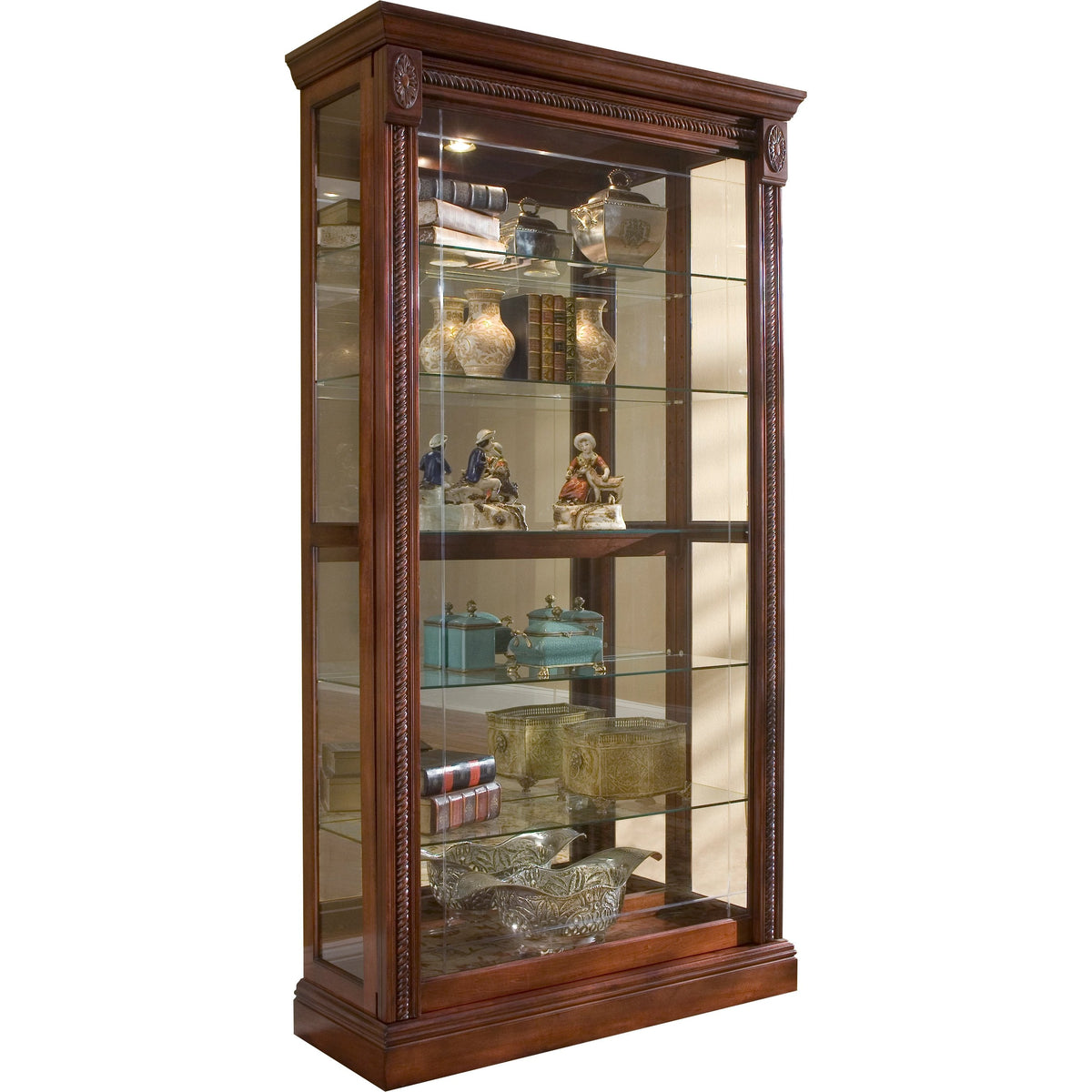 43'' Wide Medallion Cherry Curio Display Cabinet
