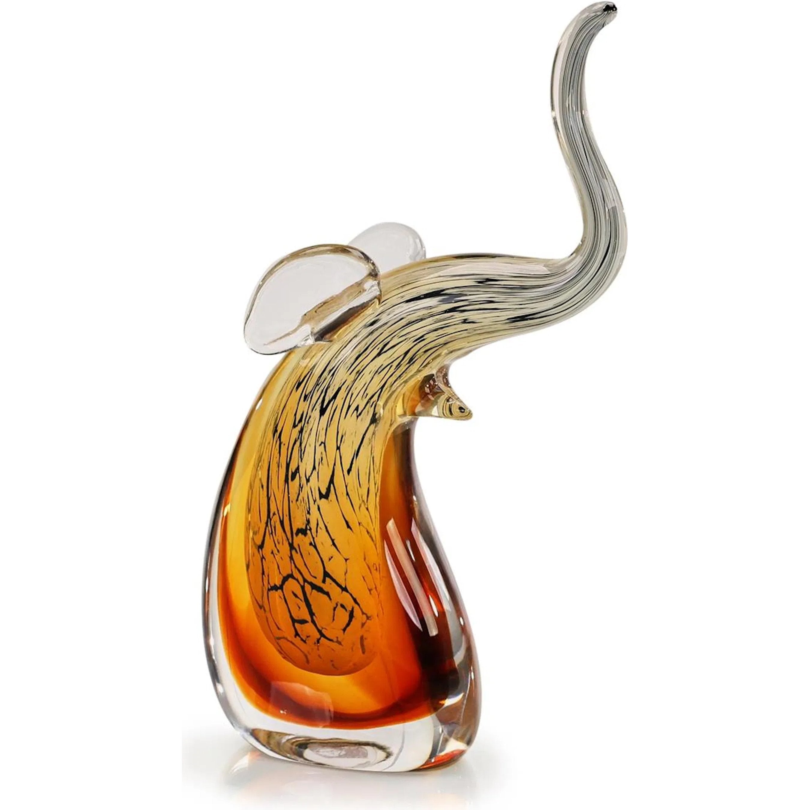 Abstract Glass Elephant Sculpture