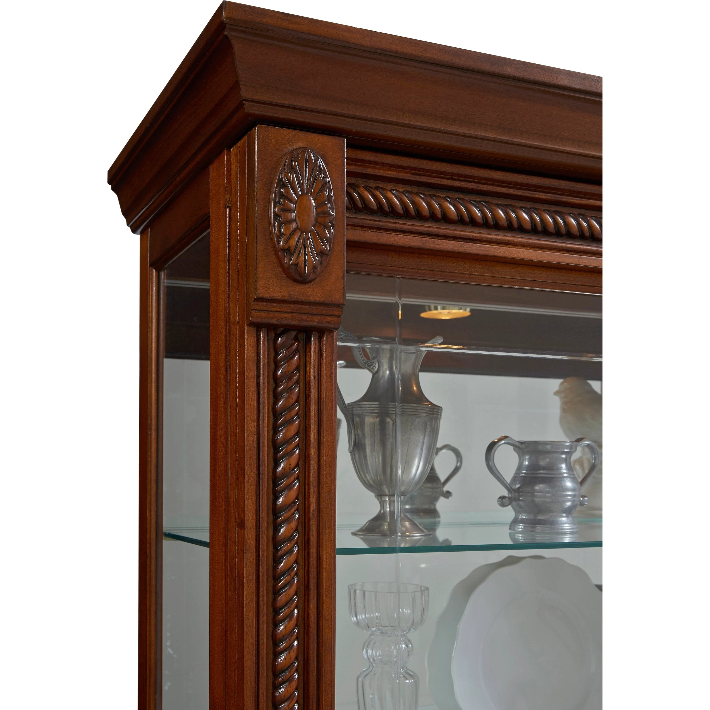 43'' Wide Medallion Cherry Curio Display Cabinet
