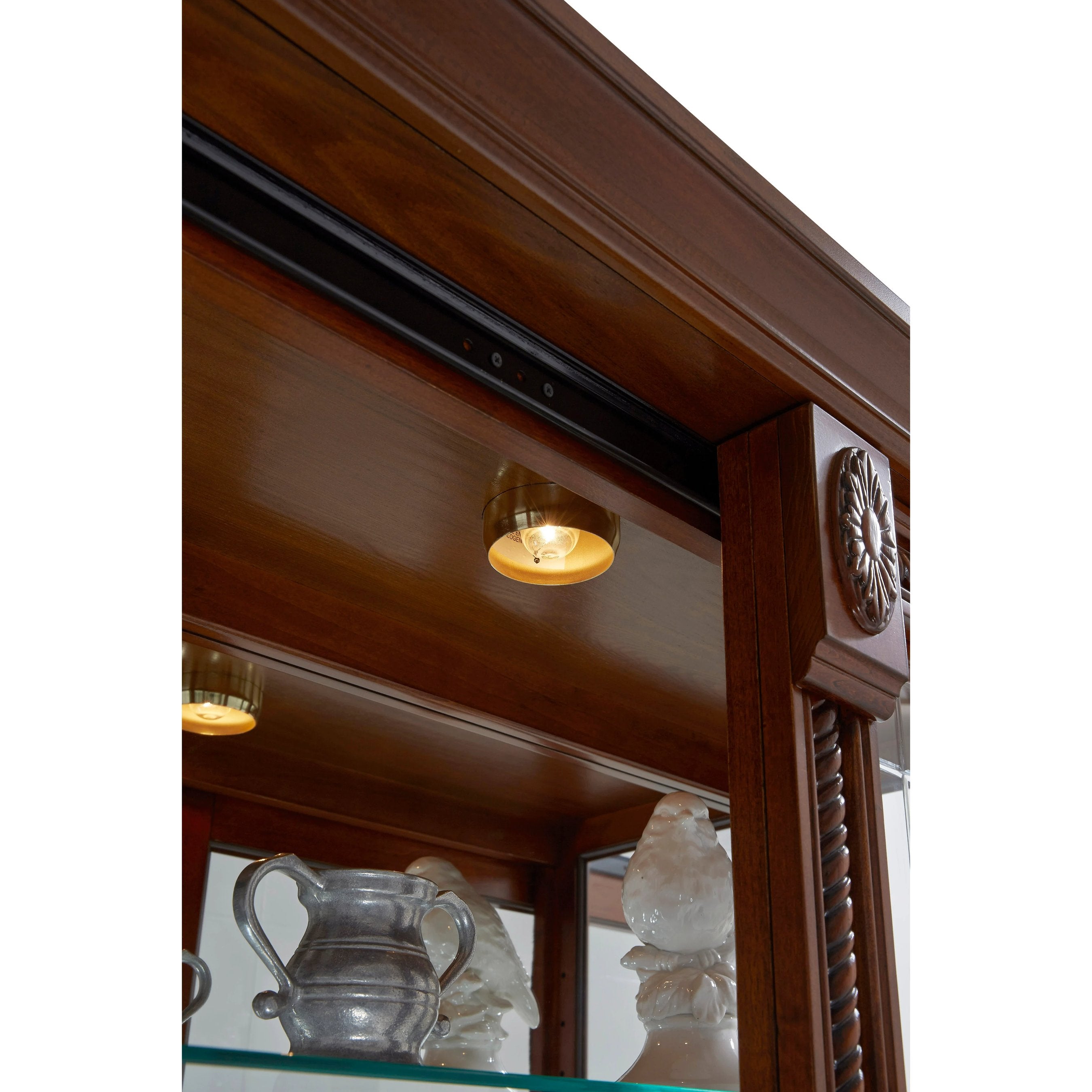 43'' Wide Medallion Cherry Curio Display Cabinet