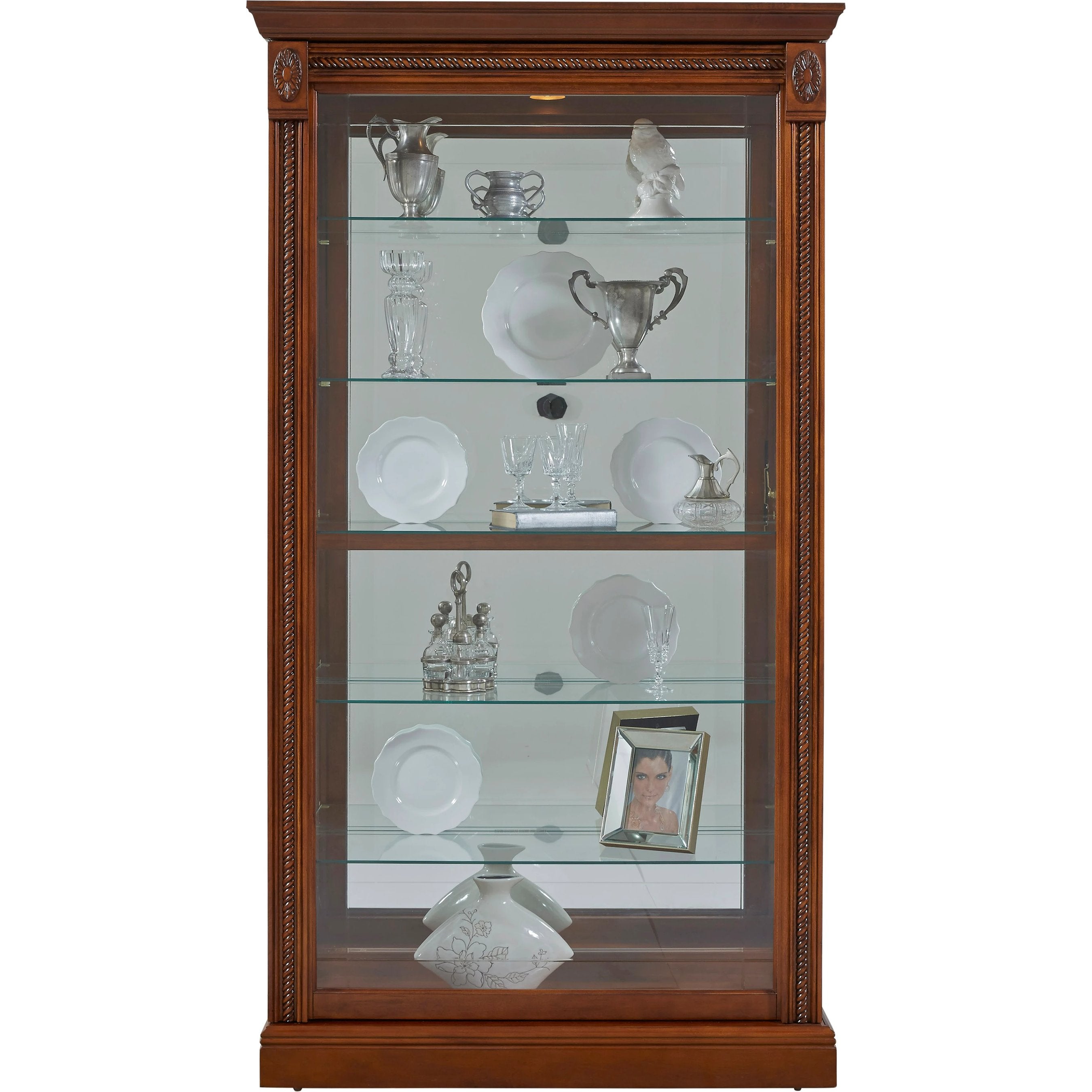 43'' Wide Medallion Cherry Curio Display Cabinet