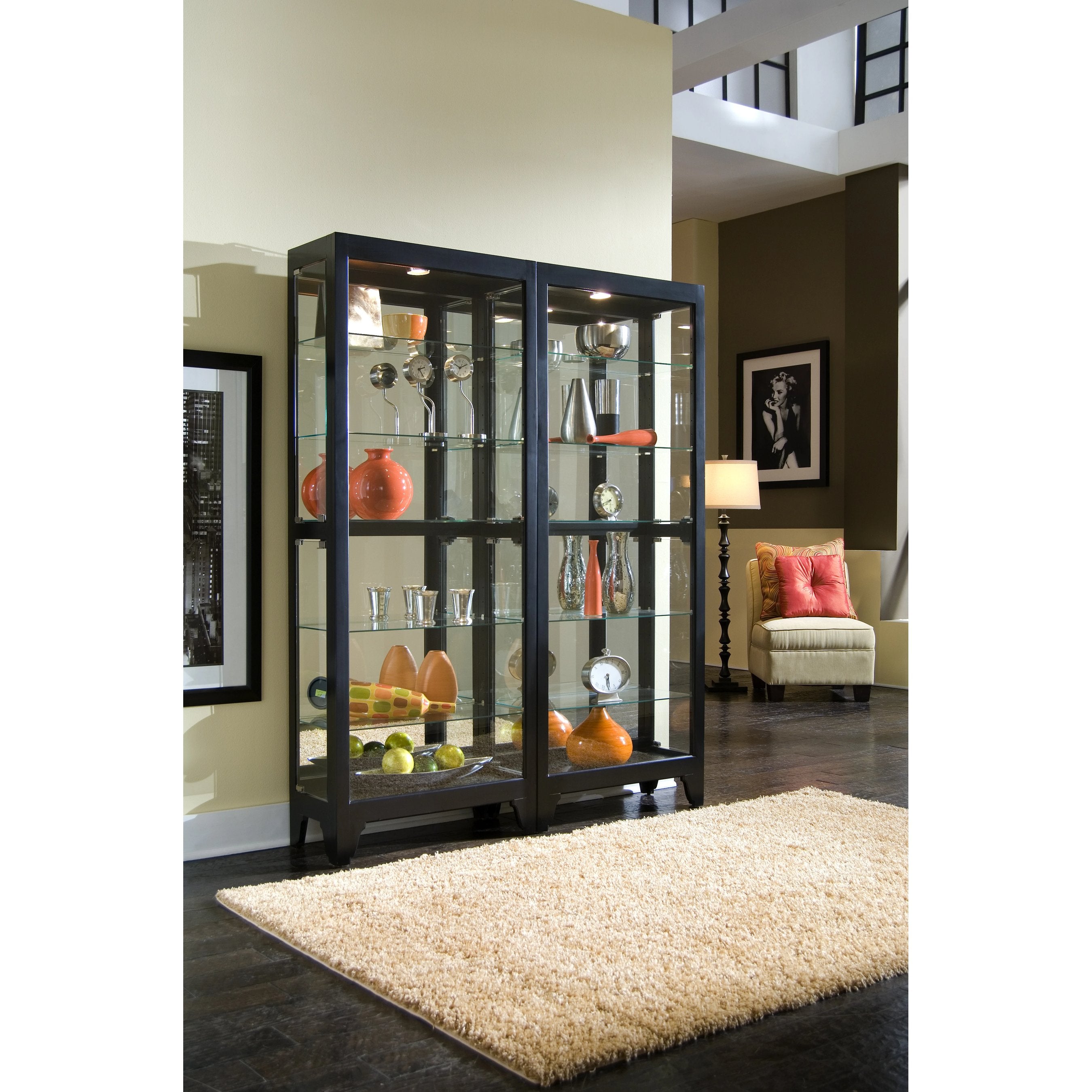 29'' Wide Hardwood Onyx Black Curio Display Cabinet