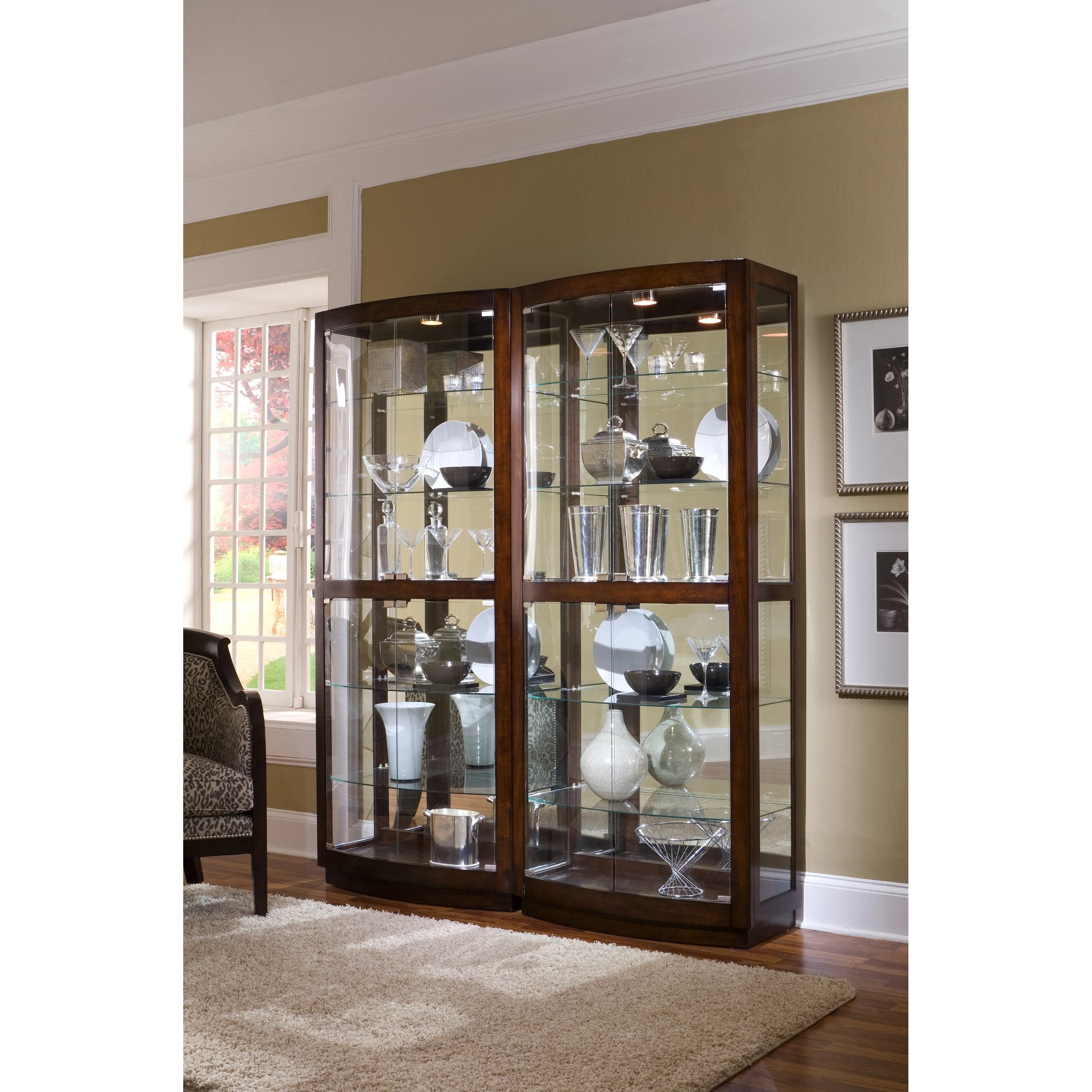33'' Wide Hardwood Mahogany Curio Display Cabinet
