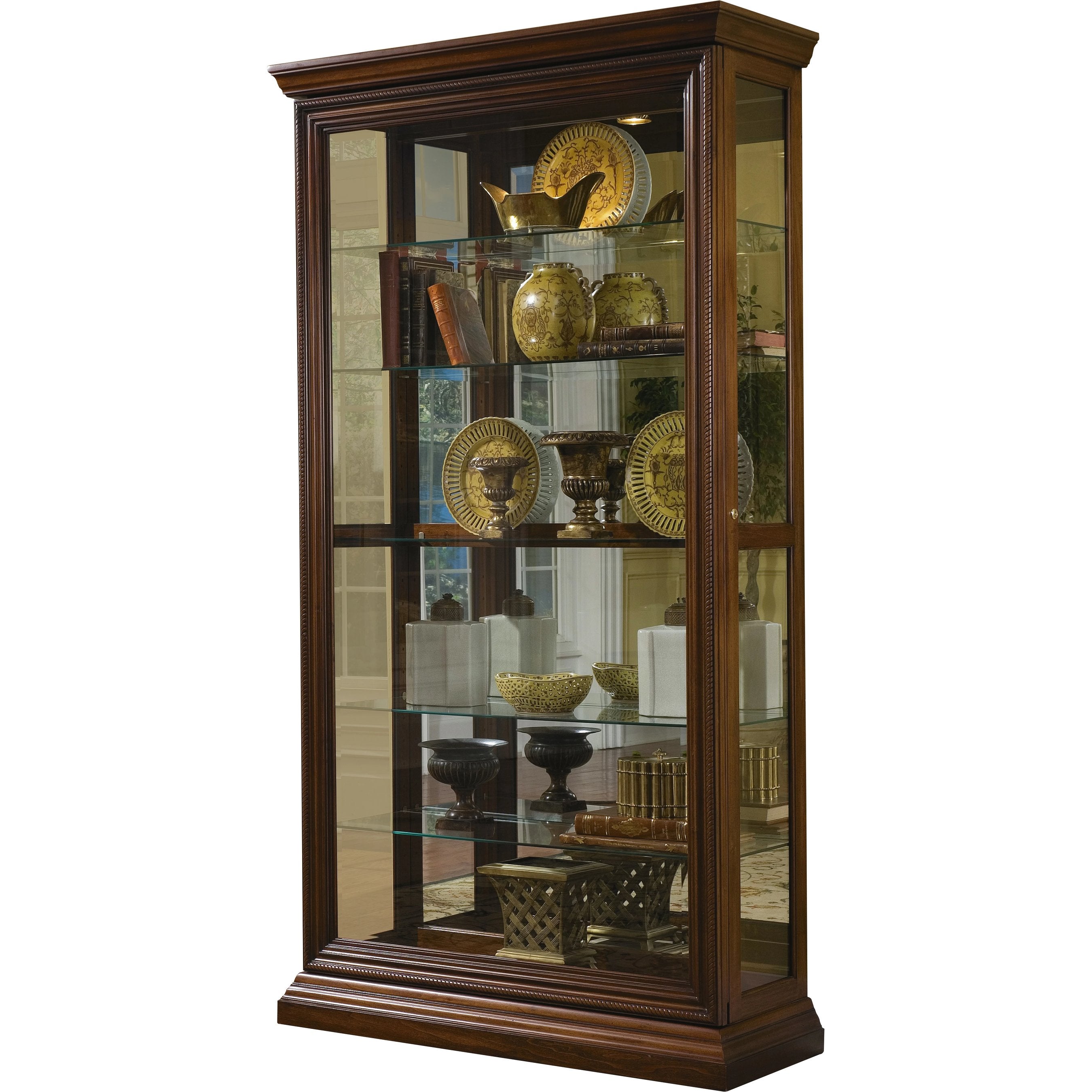 43'' Wide Hardwood Two Way Sliding Door Curio Cabinet in Rich Brown