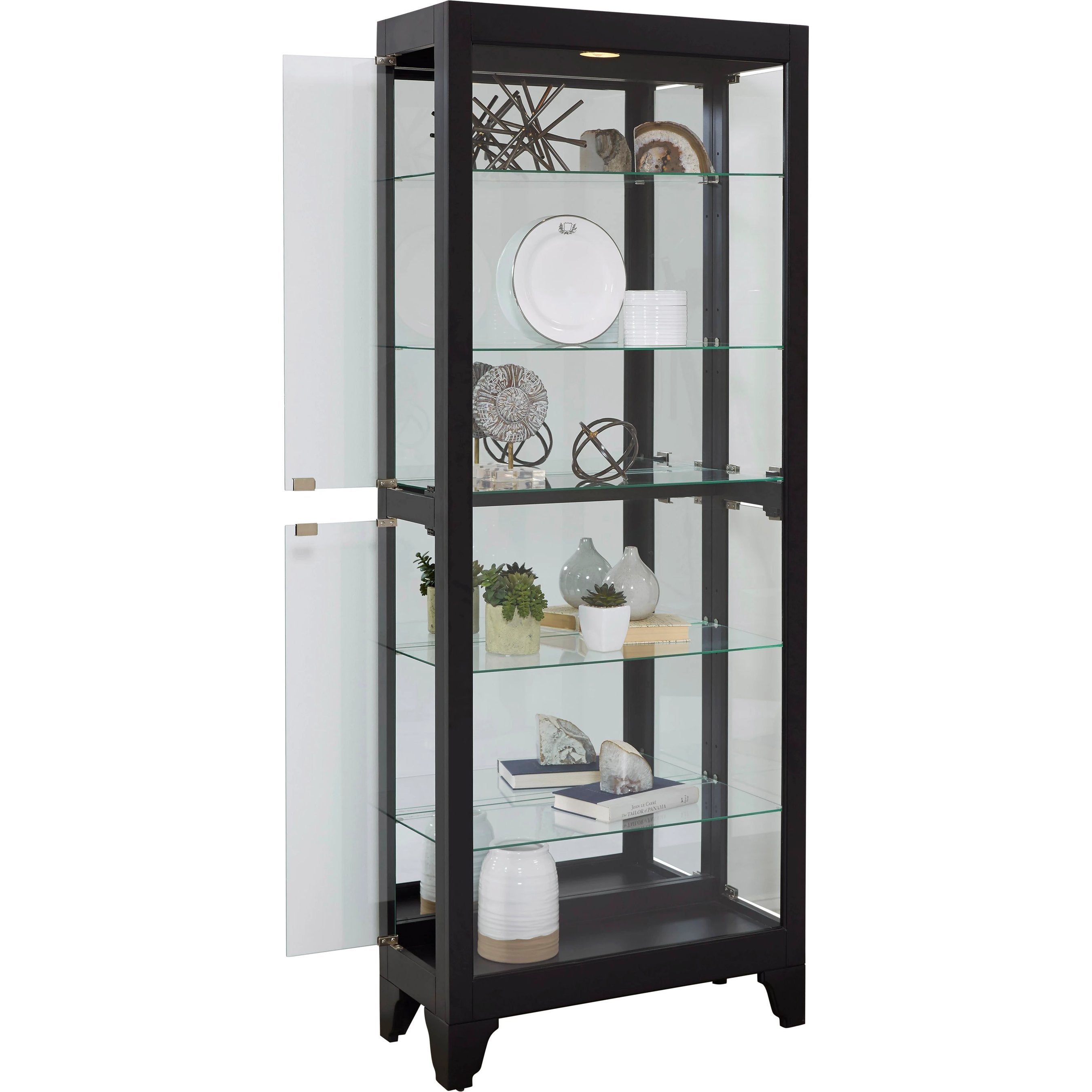 29'' Wide Hardwood Onyx Black Curio Display Cabinet